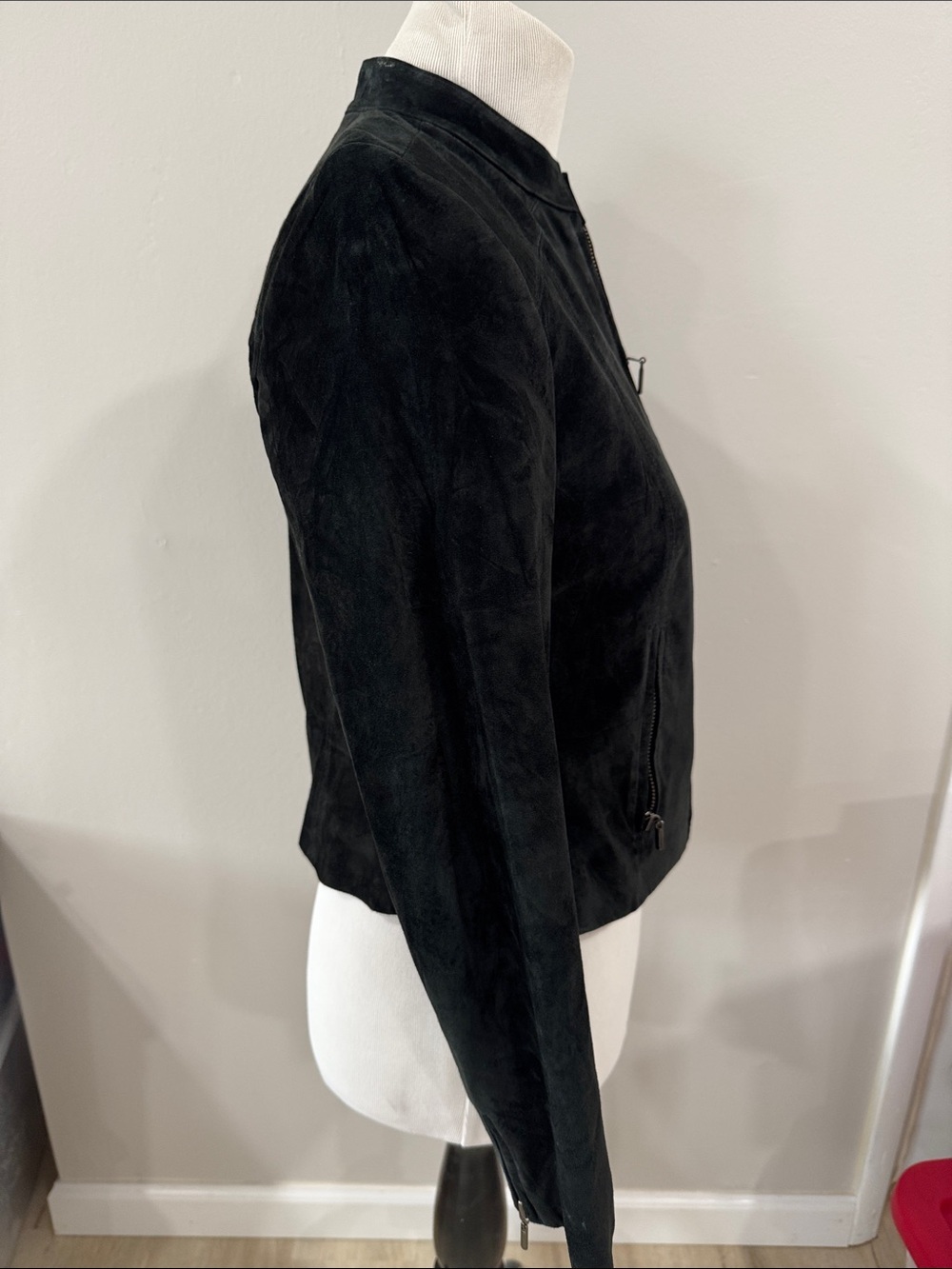 Vintage Valerie Stevens Black Suede Zip-Front Jacket 100% leather fitted classic - Picture 4 of 6